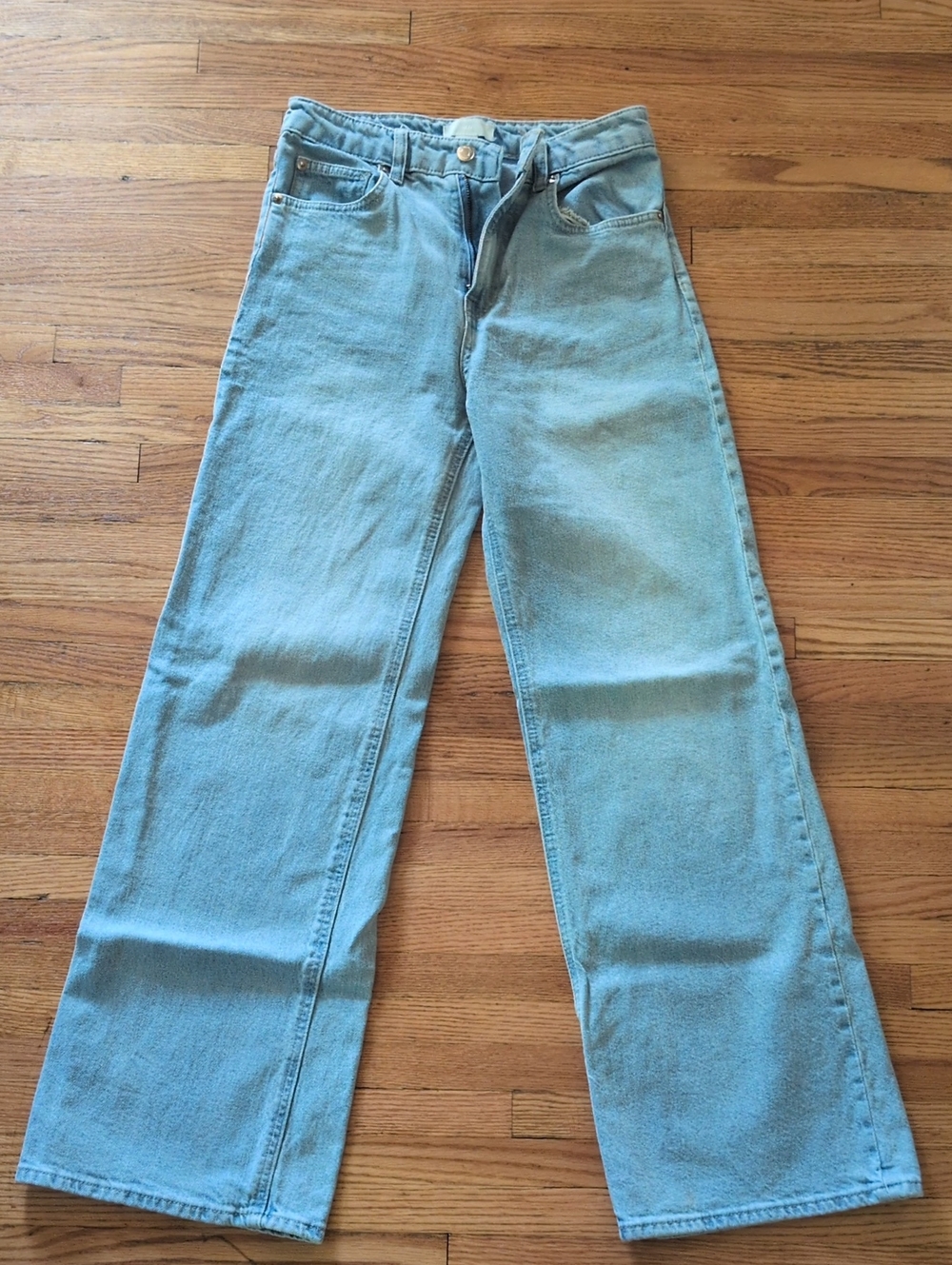 H&M Light Blue High-Rise Wide Leg Jeans